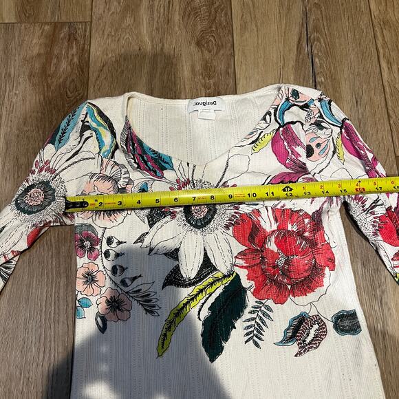 DESINGUAL Women's Ribbed Floral Top Size M - Picture 8 of 12